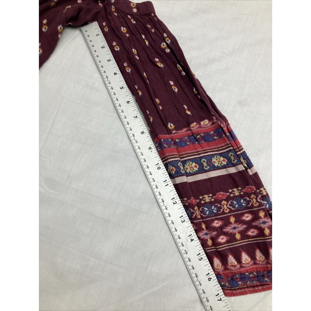 Hollister Top Women's S Burgundy Flower Pattern Long Sleeve - Picture 5 of 6